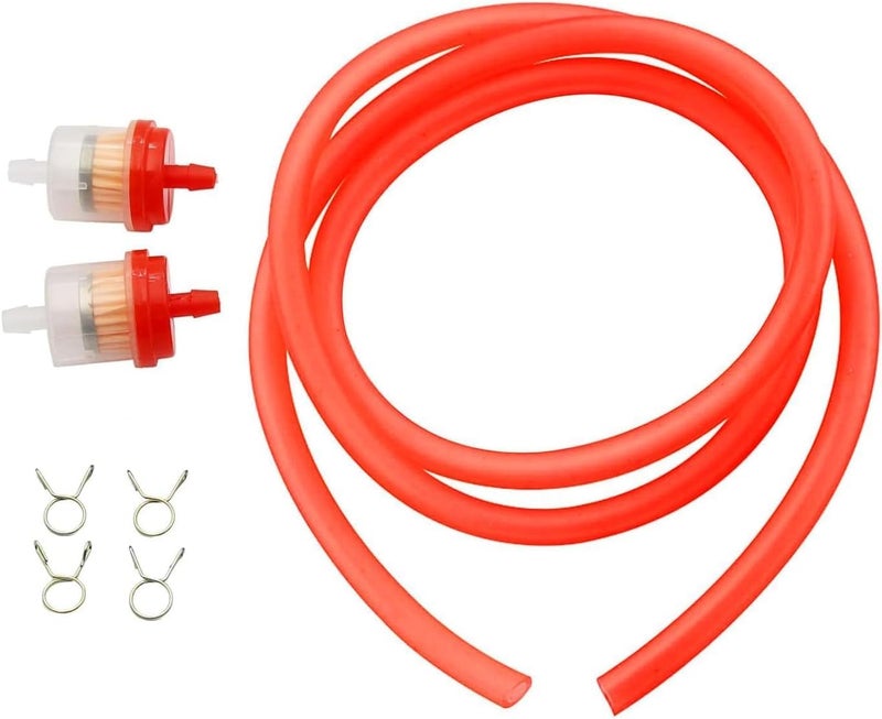 PRO BAT 0.2''x39''(5mm x 1m) Mini Bike Gas Fuel Hose Line Inline Fuel Filter for Chinese GY6 50cc 150cc 139QMB 157QMJ Scooter ATV Motorcycle XRS Buggy Go karts Parts, Red - Image 1